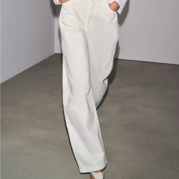 Zara Denim - Zara Women's White Mid Waist Barrel Jeans ZW Collection